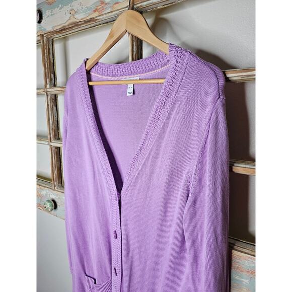 Cardigan by Isaac Mizrahi Purple Button Front Ladies size XL - Picture 3 of 11